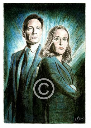 David Duchovny & Gillian Anderson Pencil Portrait