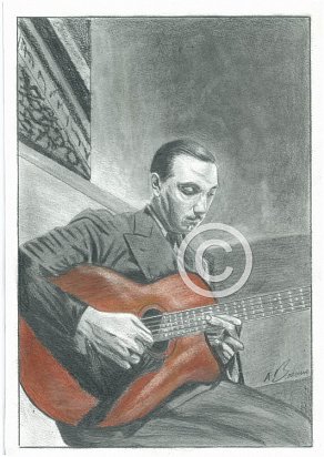 Django Reinhardt Pencil Portrait