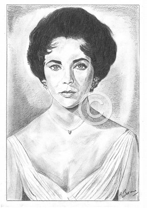 Elizabeth Taylor Pencil Portrait