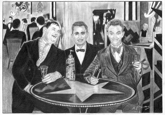 A night out with Laurel & Hardy Pencil Portrait