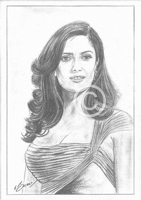 Salma Hayek Pencil Portrait